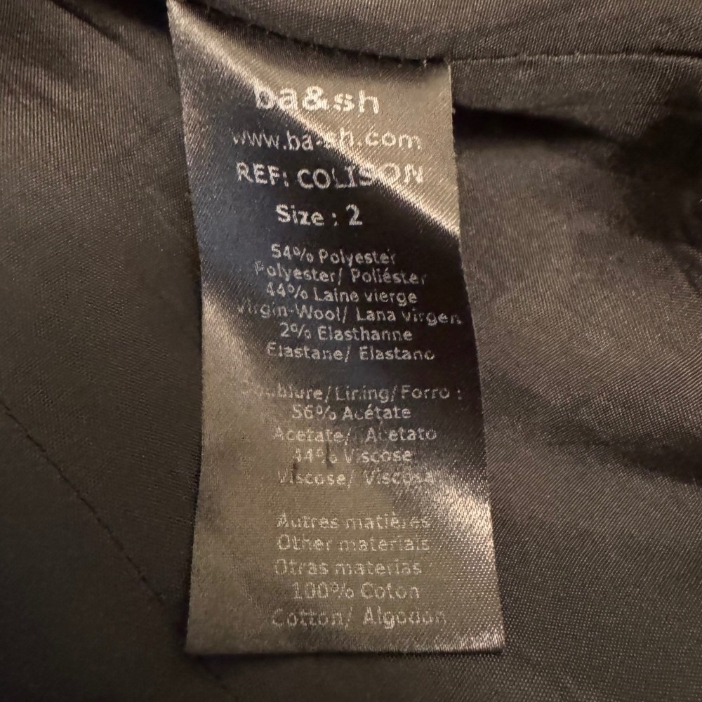 ba&sh Black Virgin Wool Blend Single Button Blazer Jacket Size Medium - Picture 4 of 5